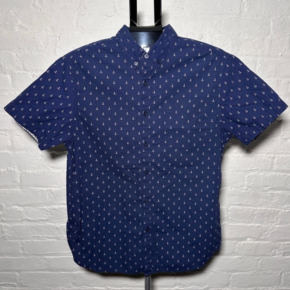 Cactus Man anchor prints pattern slim fit short sleeve shirt - Picture 1 of 4